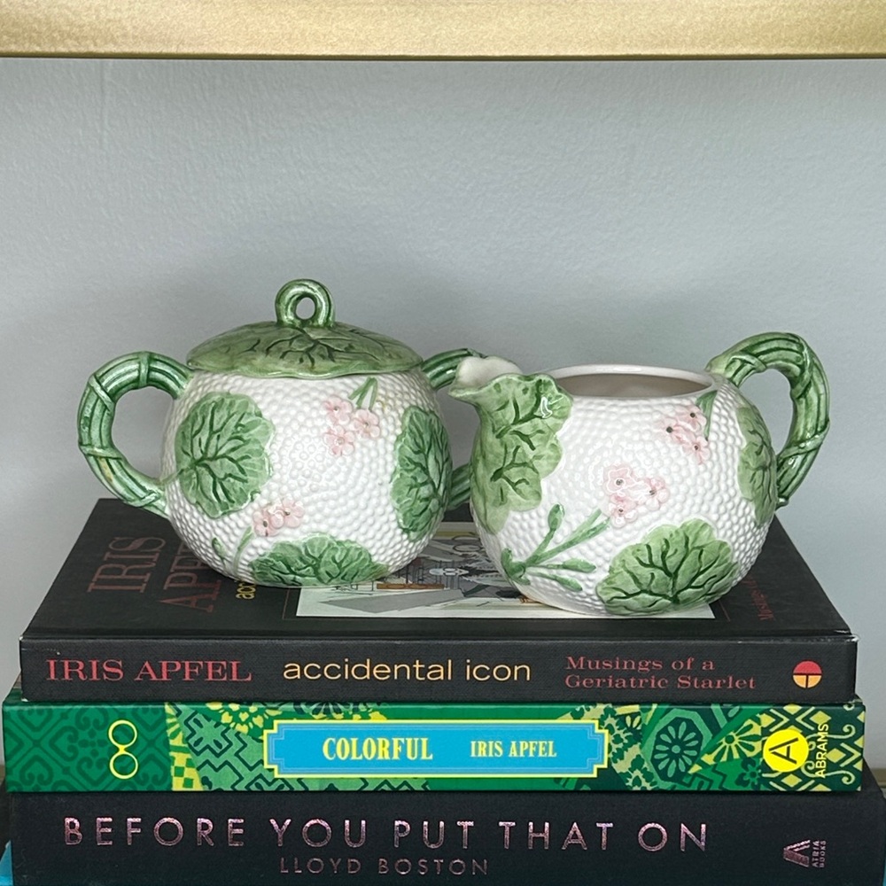 Vintage Fitz & Floyd Hydrangea Pattern Sugar and Creamer Set